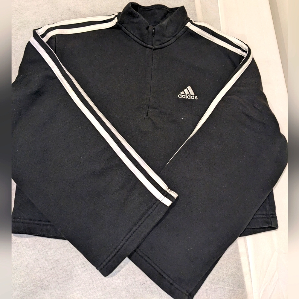 Adidas Essentials 3-Stripes Fleece Quarter-Zip Women's Crop Pullover Size S